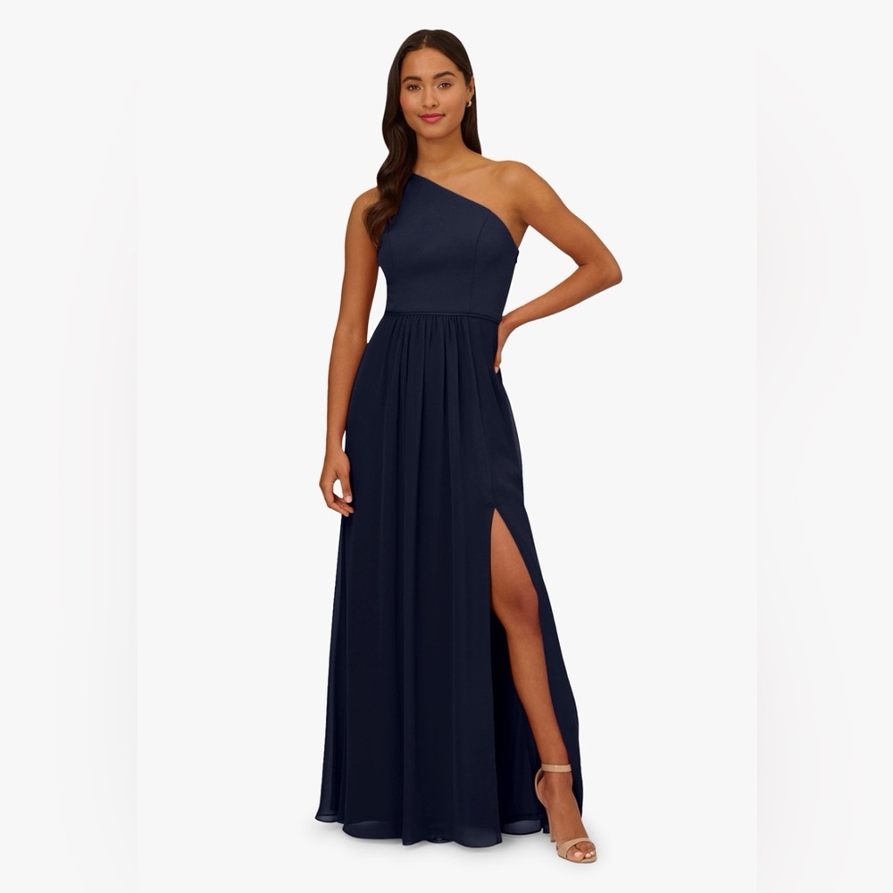NWT Elegant Navy One-Shoulder Dress